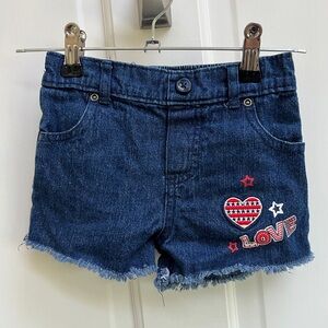 NWOT 2T Blue Denim Love Heart Girls Jeans Shorts
